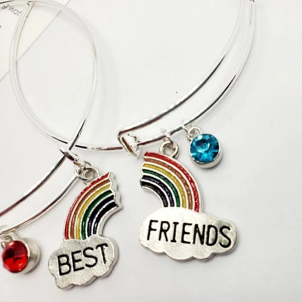Silver Best Friend Set of 2 Charm Bracelets, Best Friend Gifts